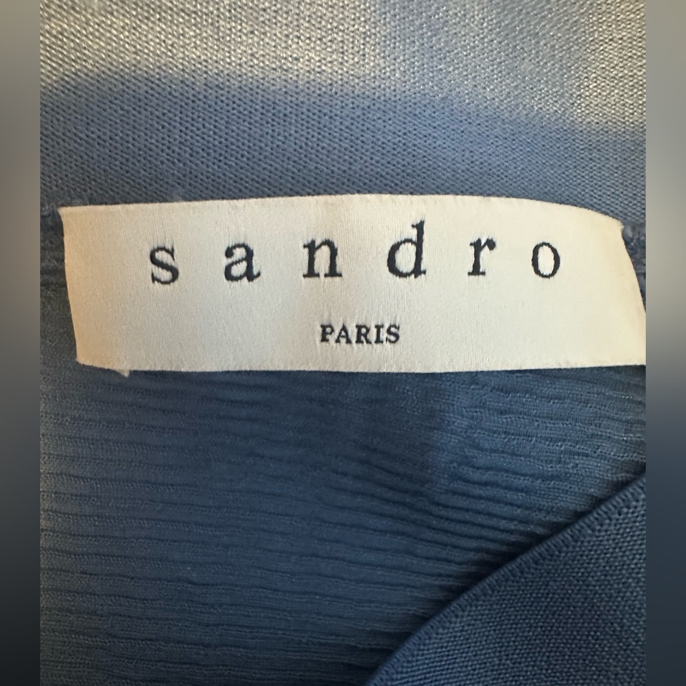 Sandro Paris Elegant Blue Women's Fit & Flare Mini Skirt With Pearl Detailing - Picture 10 of 11